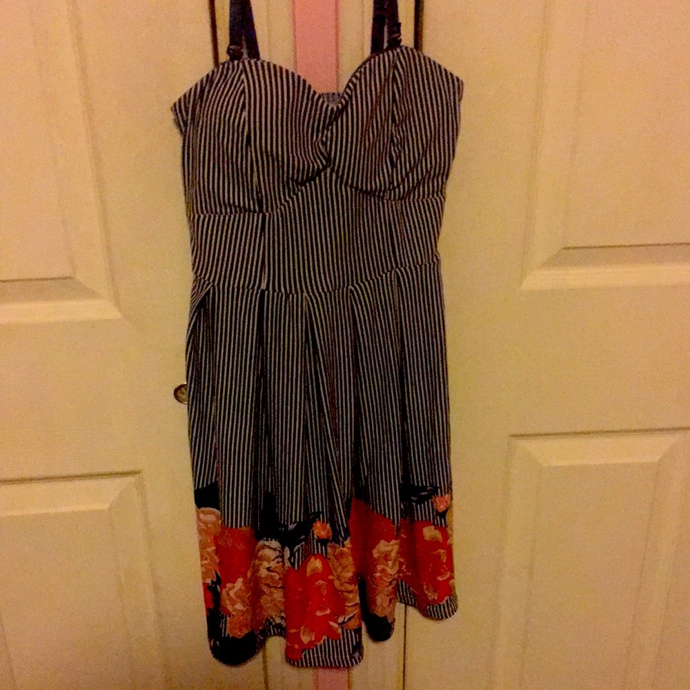 Blue and white striped dress